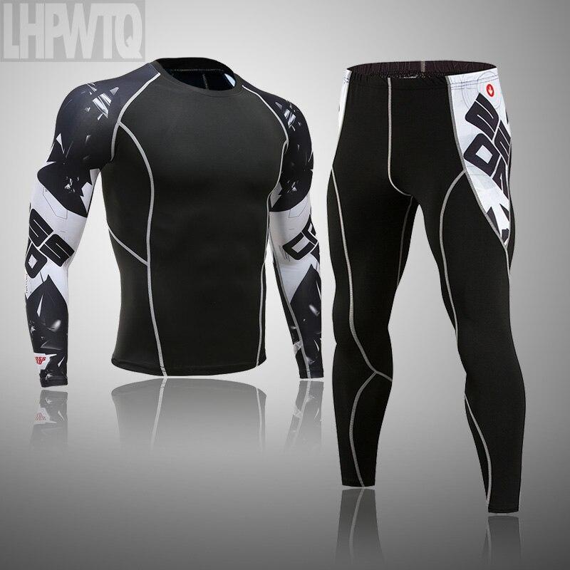 2 шт., комплект термобелья для мужчин Long Johns, леггинсы для фитнеса, компрессионный спортивный костюм, нижнее белье