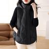 Women Cotton Vest Stand Collar Hooded Sleeveless Waistcoat Loose Fit Solid Color Zipper Closure Short Vest Outerwear