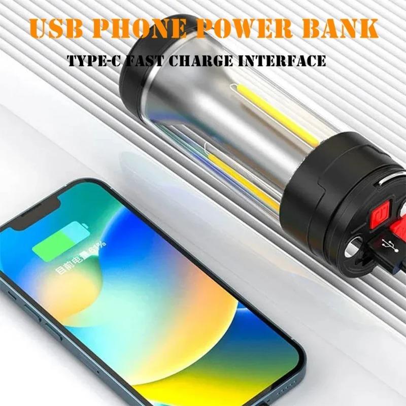 Многофункциональные USB-зарядные кемпинговые фонари Водонепроницаемая палаточная лампа Светодиодный фонарик для кемпинга на открытом воздухе Подвесной фонарь Аварийные огни