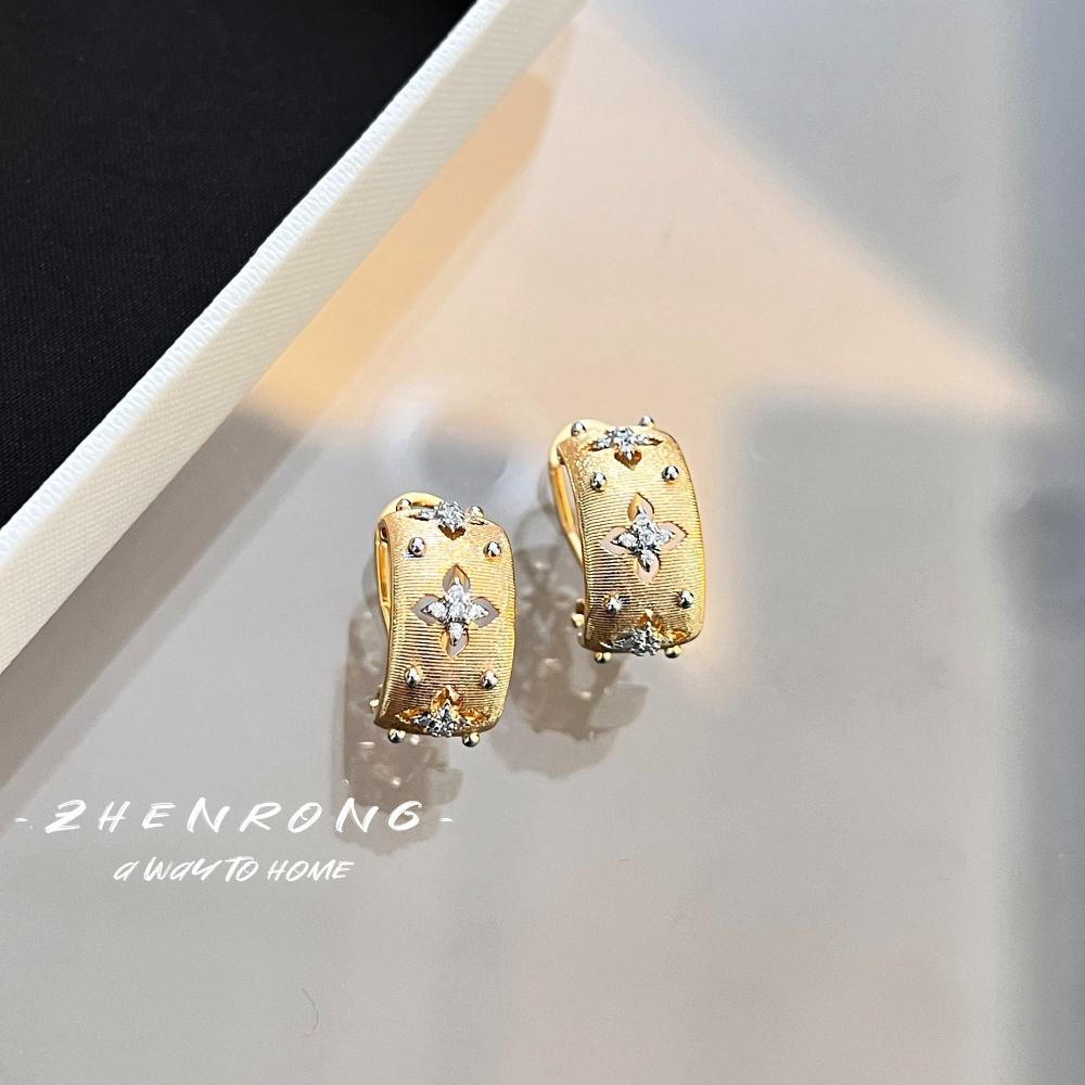 Vintage Boho Two Tone Gold Brushed Handmade Ring Set with Earrings Necklace Bracelet Real Gold Plated Jewelry