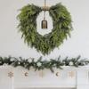 Bohemian Christmas Heart Wreath With Bells Rope Holiday Home Wall Decor