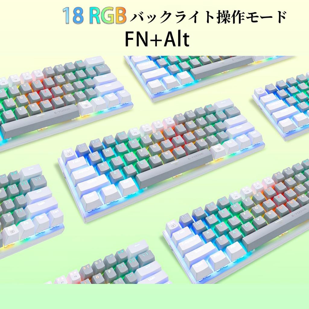 Игровая клавиатура с белой Tenkeyless US English проводной 61 механической клавишей RGB LED компактная совместимая с клавиатурой белые переключатели e-Element, раскладка,