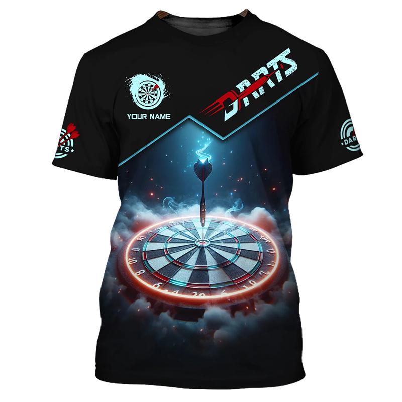 Модная мужская футболка с 3D-принтом и дротиком, хип-хоп-тренд, одежда в стиле Харадзюку, повседневная свободная футболка с коротким рукавом и круглым вырезом, с индивидуальным именем