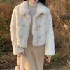 Autumn/winter Loose Wide-waisted Horn Button Thick Warm Fur Coat Women Jackets Clothes