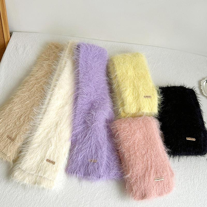 1 шт. модный шарф из меха норки мягкий плюшевый теплый шейный вязаный платок для улицы ветрозащитный длинный полосатый