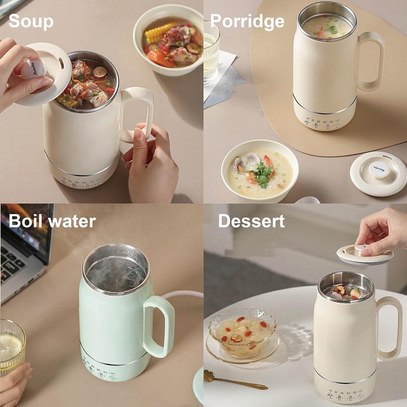 Xiaomi 600ml Electric Cooking Cup 304 Stainless Steel Health Pot Portable Kettle Temperature Control Heating Cup Multifunction Stew Pot
