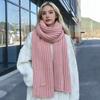 Women Scarf Thickened Warm Solid Color Scarf Autumn Winter Versatile Comfortable Knitting Long Scarf Fashion Accessory