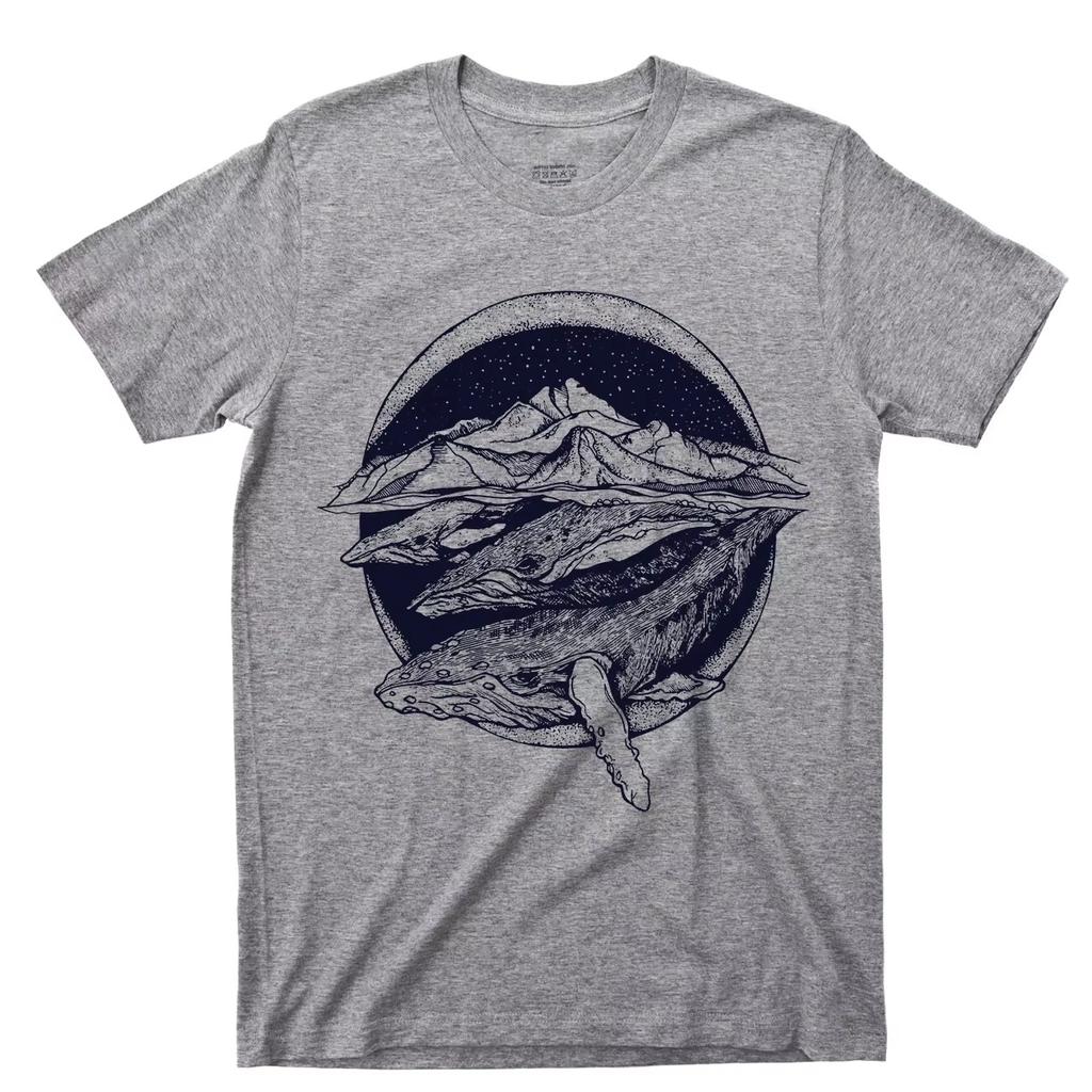 Swimming Whale Tshirt Dark Blue Ocean Waves Marine Mammals Comfortable and Funny Breathable Fashionable Unisexs Clothing Unisex Tee