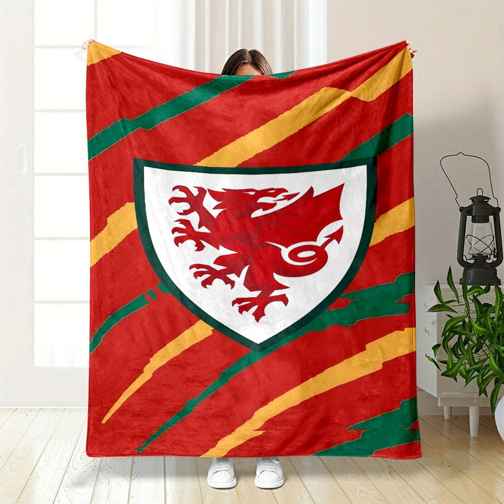 Red Dragon Emblem on Colorful Stripes print blanket soft and cozy perfect for the living room bed sofa or a nap,gift
