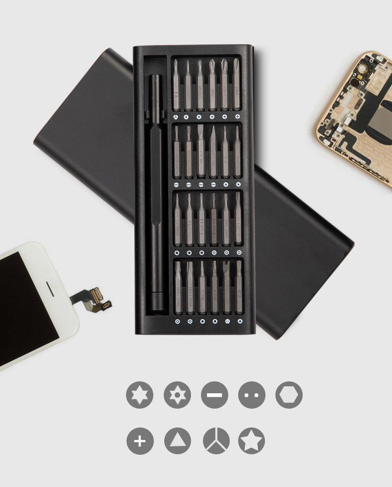 Набор прецизионных отверток 24 в 1 с алюминиевым футляром для очков, мобильных телефонов и домашнего ремонта