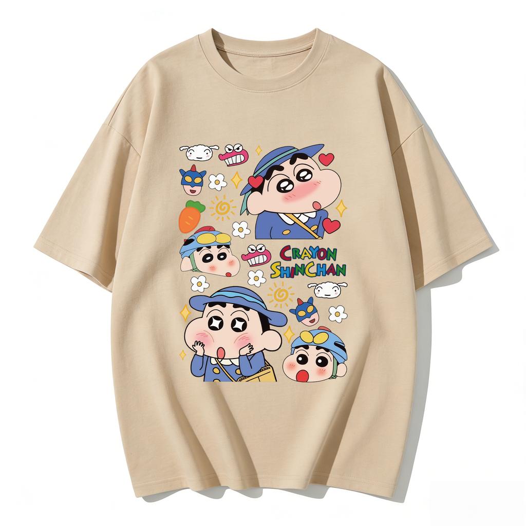 Crayon Shinchan Cute Cartoon T Shirt Unisex Women Kids Family Matching Tee Summer Casual Short Sleeve Cotton Top Fashion Streetwear