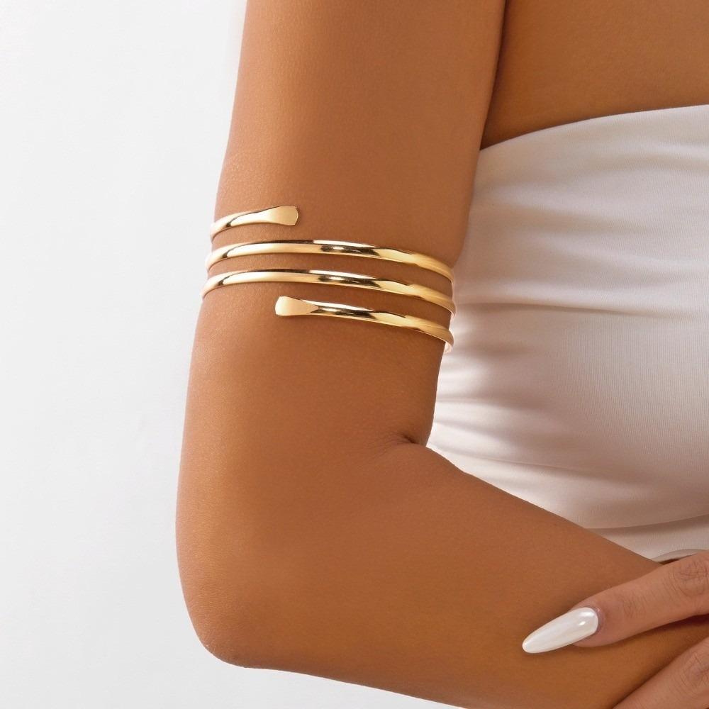 Multilayer Coil Open Arm Bangles Gold Hyperbolic Cuff Bangle Adjustable Snake Armband Party