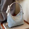 Beaded Denim Women's Bags with Blue Cloth Bags Elegant Crossbody Bag Fashionable and Retro Shopping and Travel