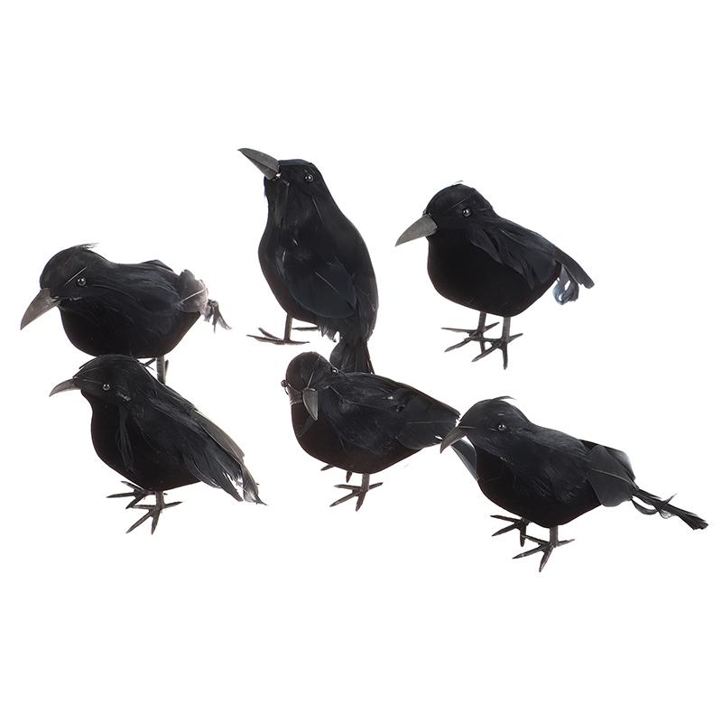 Small Simulation Fake Bird Realistic Halloween Black Crow Model Ornament Simulation Bird Home Decoration Animal Creepy Toy
