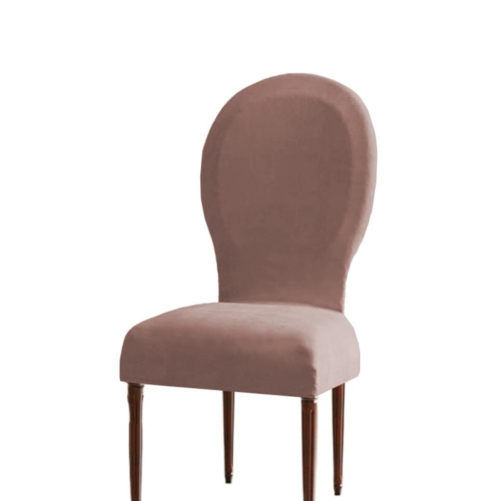 Thickened Velvet Round Back Dining Chair Cover Solid Color Protective Seat Case Hotel