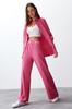 Women's Top and Bottom Set Fashion New Season Fuchsia Woven Top and Bottom Set