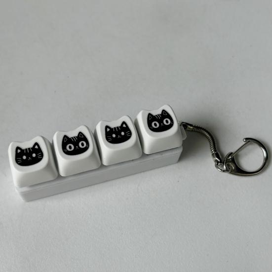 Черная кошка Fidget Keyboard 4/9 клавиш Снятие тревоги Пальцевой кликер Брелок Офис Школа Путешествия Кнопка декомпрессии Сенсорная игрушка Подвеска