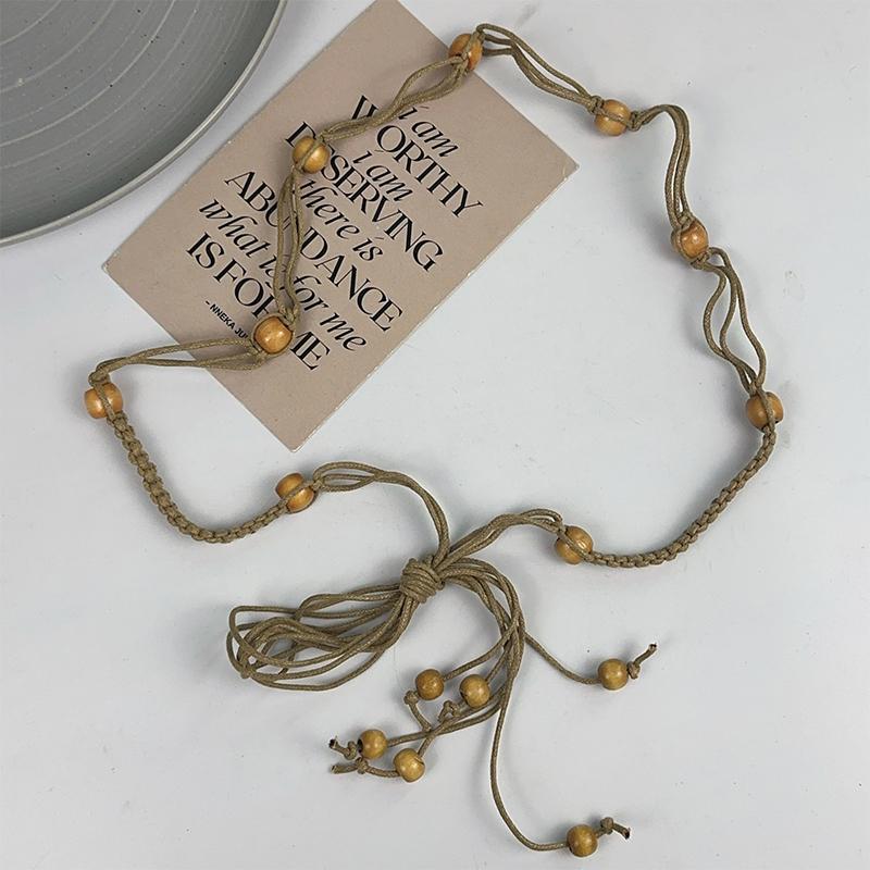 Винтажный этнический стиль, плетеный вручную пояс, женский, декоративная цепочка на талию для платья, универсальный богемный пояс Y2K