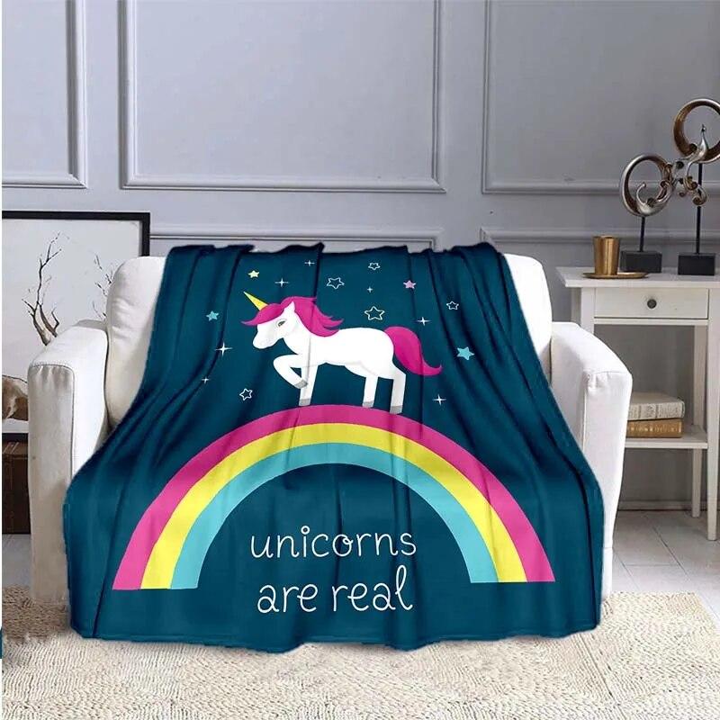 Милое цветное фланелевое одеяло с 3D принтом единорога для кроватей, походов, пикника, модное покрывало, одеяло