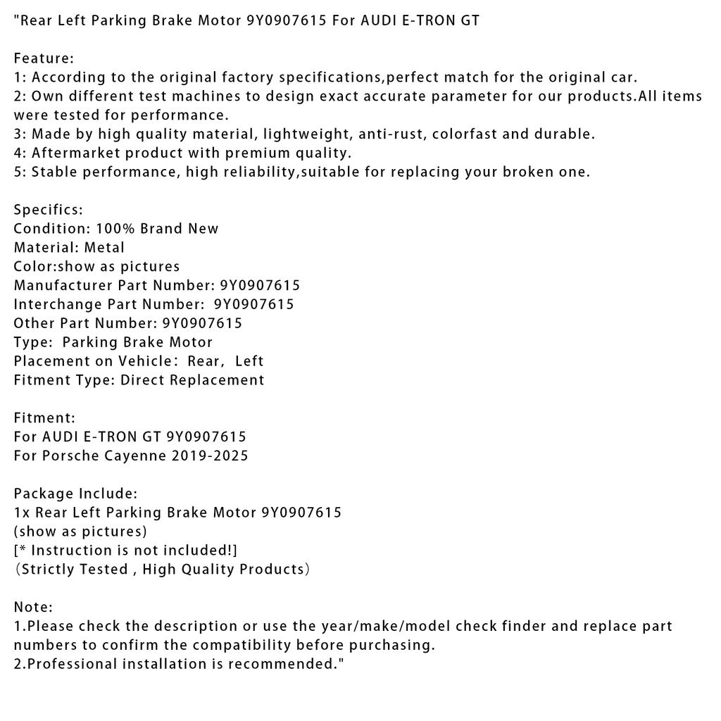 Задний левый мотор стояночного тормоза 9Y0907615 для Porsche Cayenne / E-TRON GT