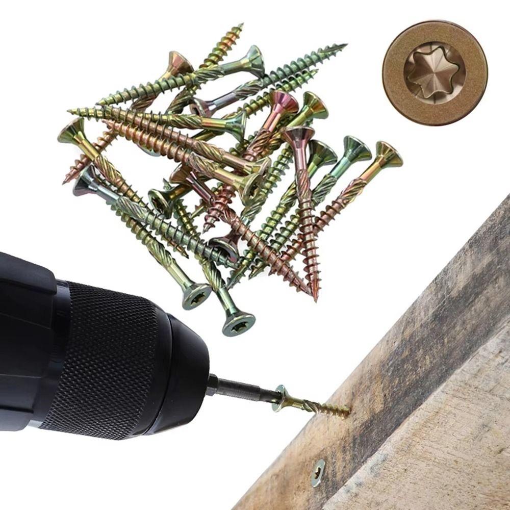 100Pcs/Pack M5 Flat Head Self-tapping Screw 35mm 45mm 60mm 80mm Woodworking Screws Hardware Tools