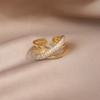 Корейский дизайн модные ювелирные изделия 14K настоящее золото гальваническое циркониевое геометрическое кольцо элегантное женское повседневное рабочее открытое кольцо
