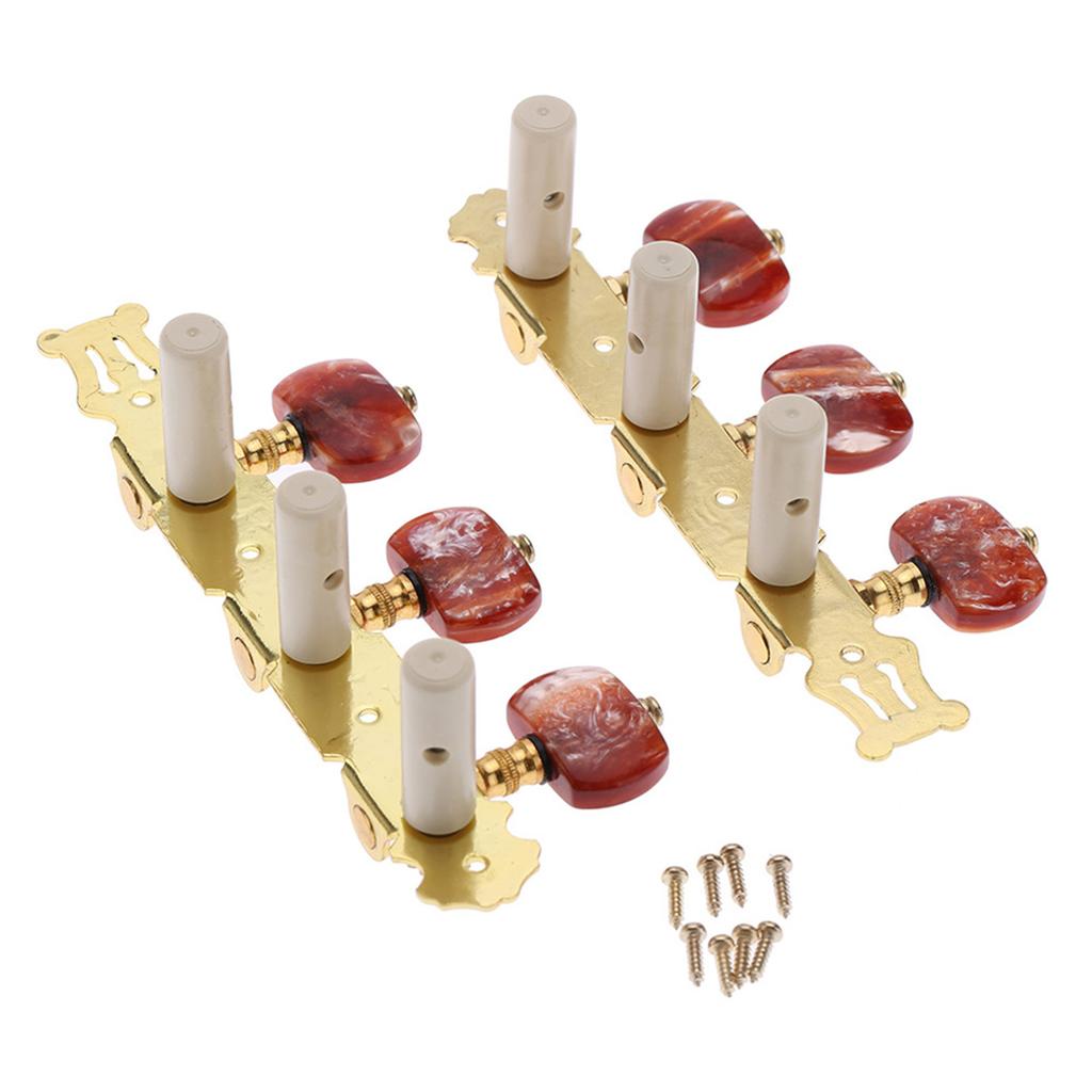 Alice AO 020HV2P 2 шт.(Левый + правый) Колок для классической гитары, золотой с черным покрытием(длинный) строка