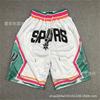 Mens Basketball Shorts San Antonio Spurs Retro Style Pocket Casual Sportswear