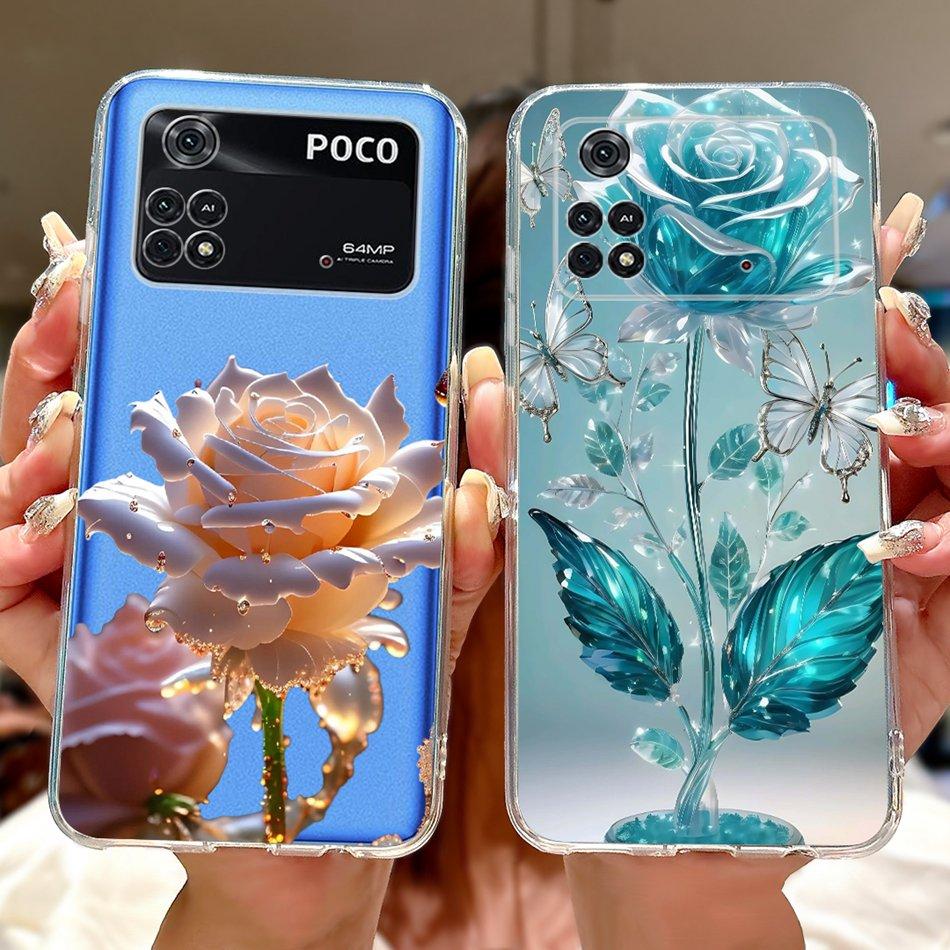 Для Xiaomi Poco M4 Pro Элегантный Цветочный Бабочка Чехол для Телефона Для Xiaomi Poco M4 5G PocoM4 Pro 5G 4G Мягкий Силиконовый ТПУ Чехлы