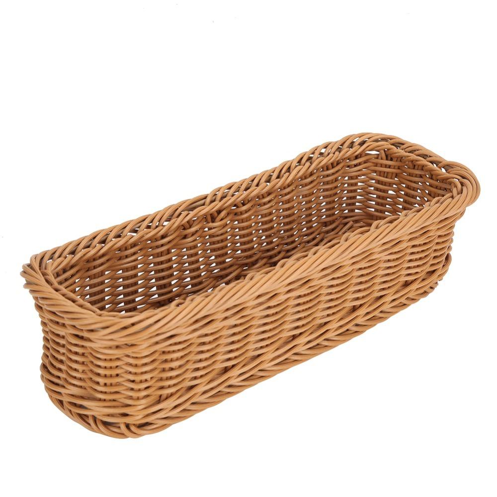 Rectangular Storage Basket Imitation Cane Woven Kitchen Basket Durable Flatware Holder Kitchen