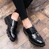 Men's Shoes Autumn Patent Leather Casual Shoes Men's Lace-up Small Leather Shoes Foreign Trade Simple Single Shoes Outdoor Business Leather Shoes