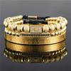 Vintage Crown Stainless Steel Bracelet Set With Letter And Number Charms For Men And Women