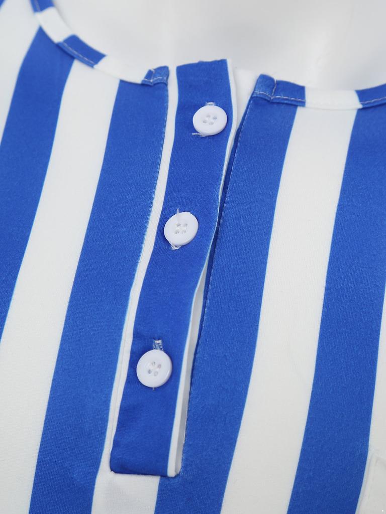 Мужская ночная рубашка с длинным рукавом в полоску и шапочкой для сна - Мягкая ткань, Свободный крой