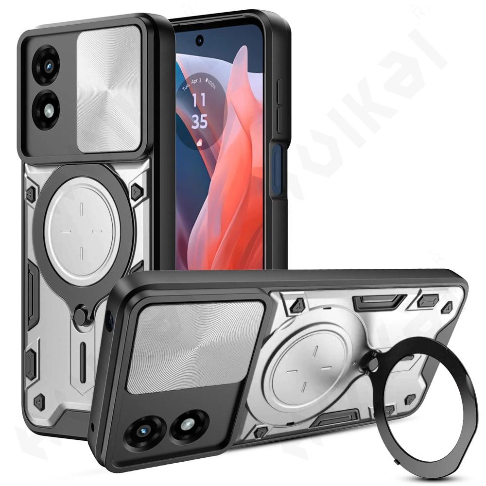 Бронированный чехол для Motorola Moto Edge 50 Pro 40 30 20 Neo Pro Lite G84 G54 G14, магнитное вращающееся защитное кольцо для камеры, крышка-подставка на 360 градусов