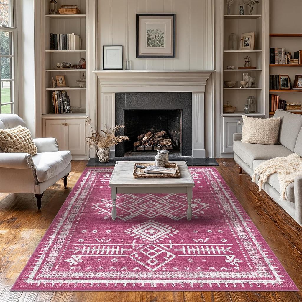 Western Aztec Rug Area Rug for Living Room Southwestern Farmhouse Machine Washable Low Pile Soft Large Carpet for Dining Room