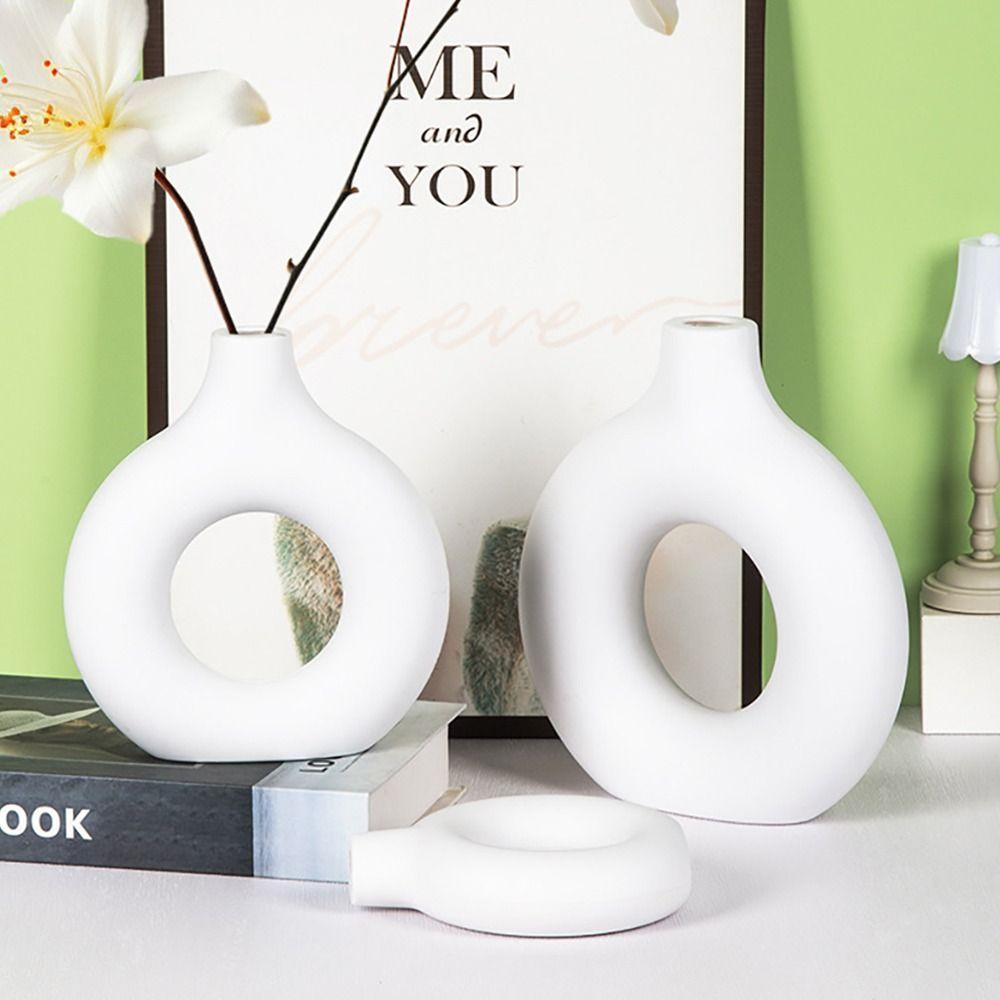 1Pcs Imitation Ceramic Plastic Vase Nordic Style Flower Pot Home Decorations Ornaments Living Room