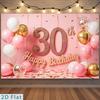 2D Фотофон для 30-летия Розово-золотой Шар и Конфетти Вечеринка Фон