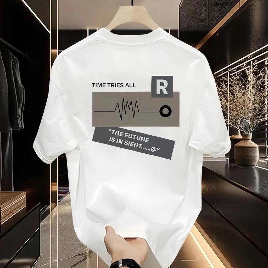 Men Sharp Cotton T Shirt Short Sleeve Round Neck Casual Solid Color Top Durable Breathable Fabric Basic Tee for Daily Use