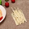 Environmental Pastry BBQ Dessert 100Pcs Skewers Cherry Utensil Picks Fruit Forks Bamboo Disposable Party