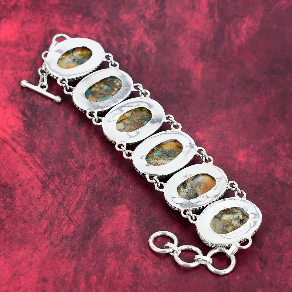 Оранжевая колючая устрица Ювелирный браслет ручной работы из драгоценных камней, браслет из стерлингового серебра 925 пробы, регулируемый браслет-цепочка Натуральные украшения Подарок на годовщину