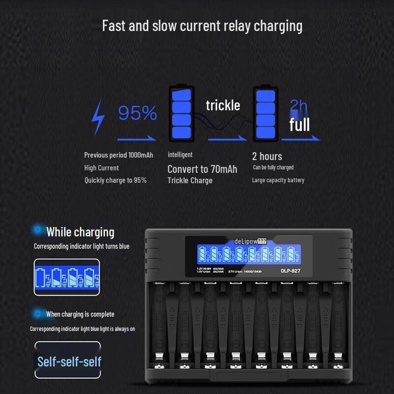 Delipow AA/AAA Lithium Rechargeable Batteries & Chargers CN plug (adapter included)