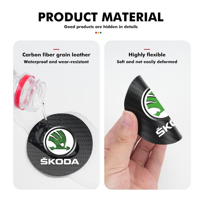 HGWE4 2Pcs Car Coaster Water Cup Anti-slip Pad Mat For Skoda Kamiq MK3 Roomster Rapid Kodiaq Karoq Fabia Enyaq