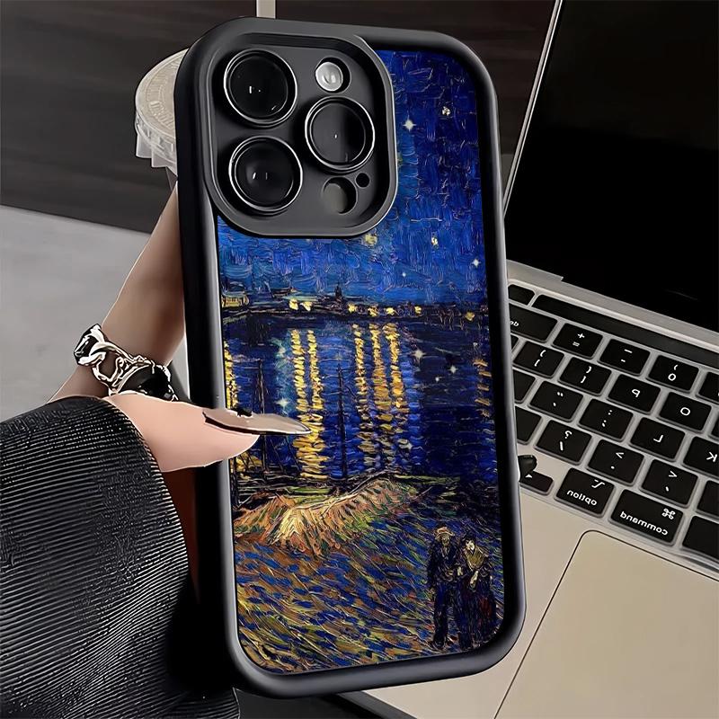 Чехол для телефона iPhone 17 Air 16E 15 16 Pro Max Ван Гог Масляная живопись Эстетика Чехол 14 Plus 13 12 Mini Мягкий корпус Силиконовый Забавный