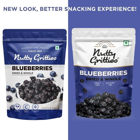 Сушеные черника Nutty Gritties 150 г | Натурально сладкая и терпкая | Черничный снек, богатый антиоксидантами | Многоразовый пакет