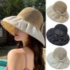 Кепка от солнца с большими полями и полым козырьком для женщин, матовая сетка из органзы, шляпа-ведро с бантом, летняя шляпа-ведро с защитой от УФ-лучей и бантом, пляжные шляпы с куполом