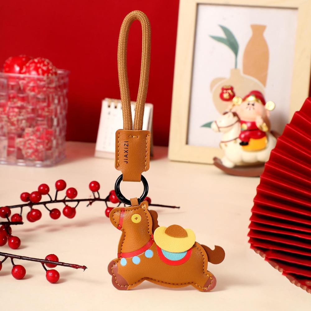 Кожаный кулон-подвеска в виде пони-зодиака, мультяшный подарок на китайский Новый год, уникальный брелок в виде лошади, подарок на день рождения