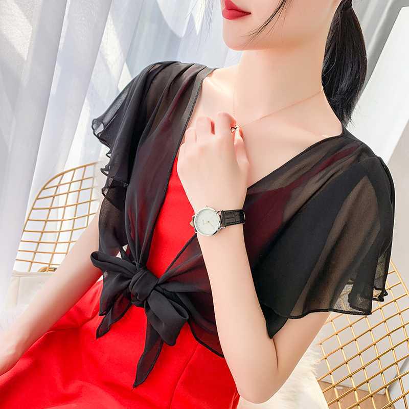 Summer Women's Versatile Chiffon Skirt and Shawl Set with Plus Size Short Sunscreen Cardigan