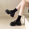 2024 Весна и Осень Модные Женские Высококачественные Мокасины Слипоны Однотонные Женские Мокасины Слипоны Круглый Носок Квадратный Каблук Пряжка