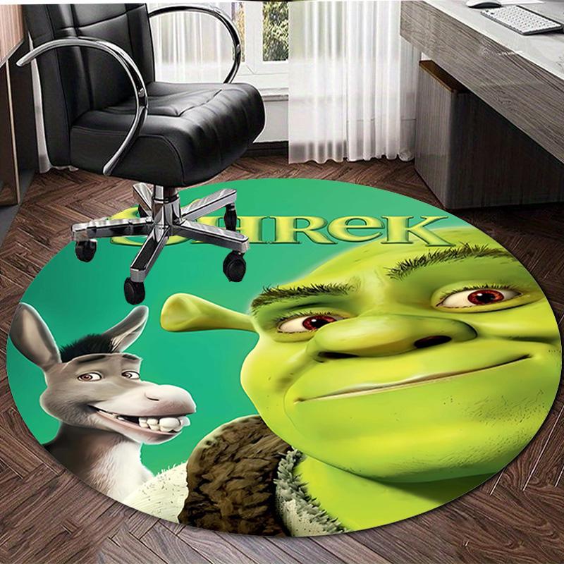1pc Shrek1 Print Round Carpet Chair Round Carpet Suitable for Bedroom Living Room Home Decorative Carpet