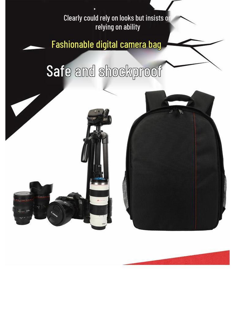 Waterproof, Wear-resistant DSLR Camera Backpack with Layered Lens Storage
